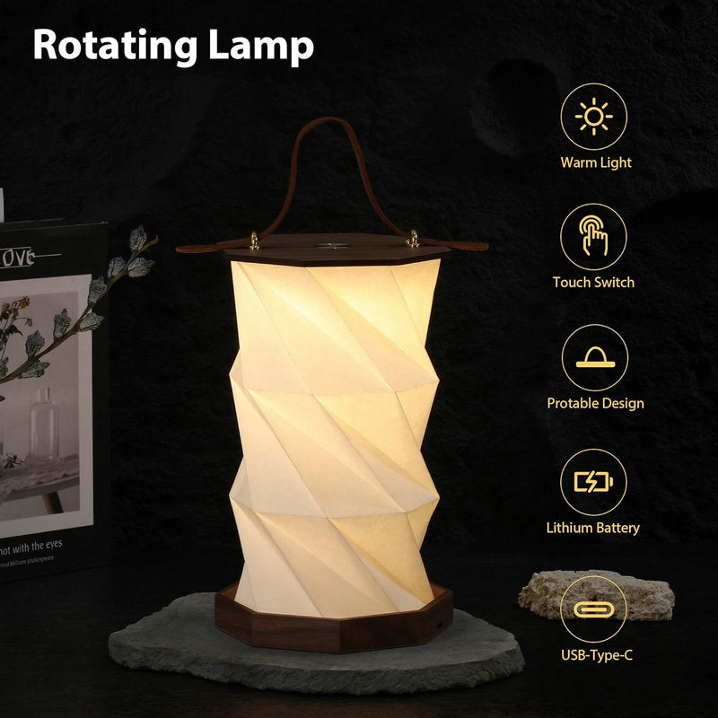 Wooden Rotating Table Lamp