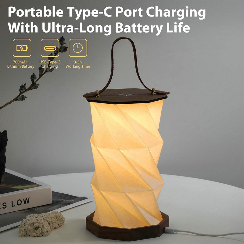Wooden Rotating Table Lamp