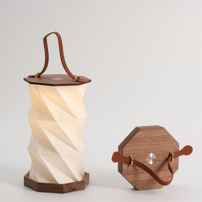Wooden Rotating Table Lamp