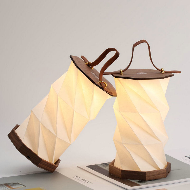 Wooden Rotating Table Lamp